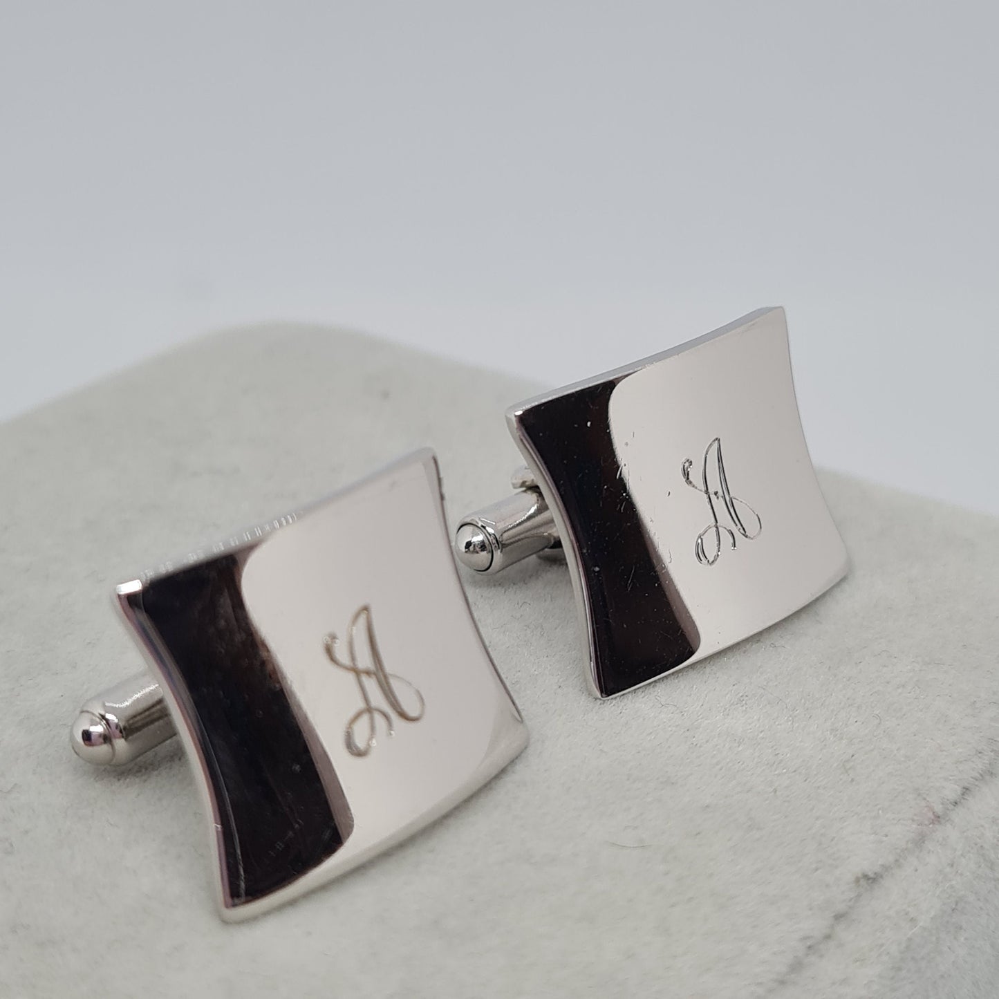 Vintage HICKOK cufflinks Silver tone square A letter initial cufflinks