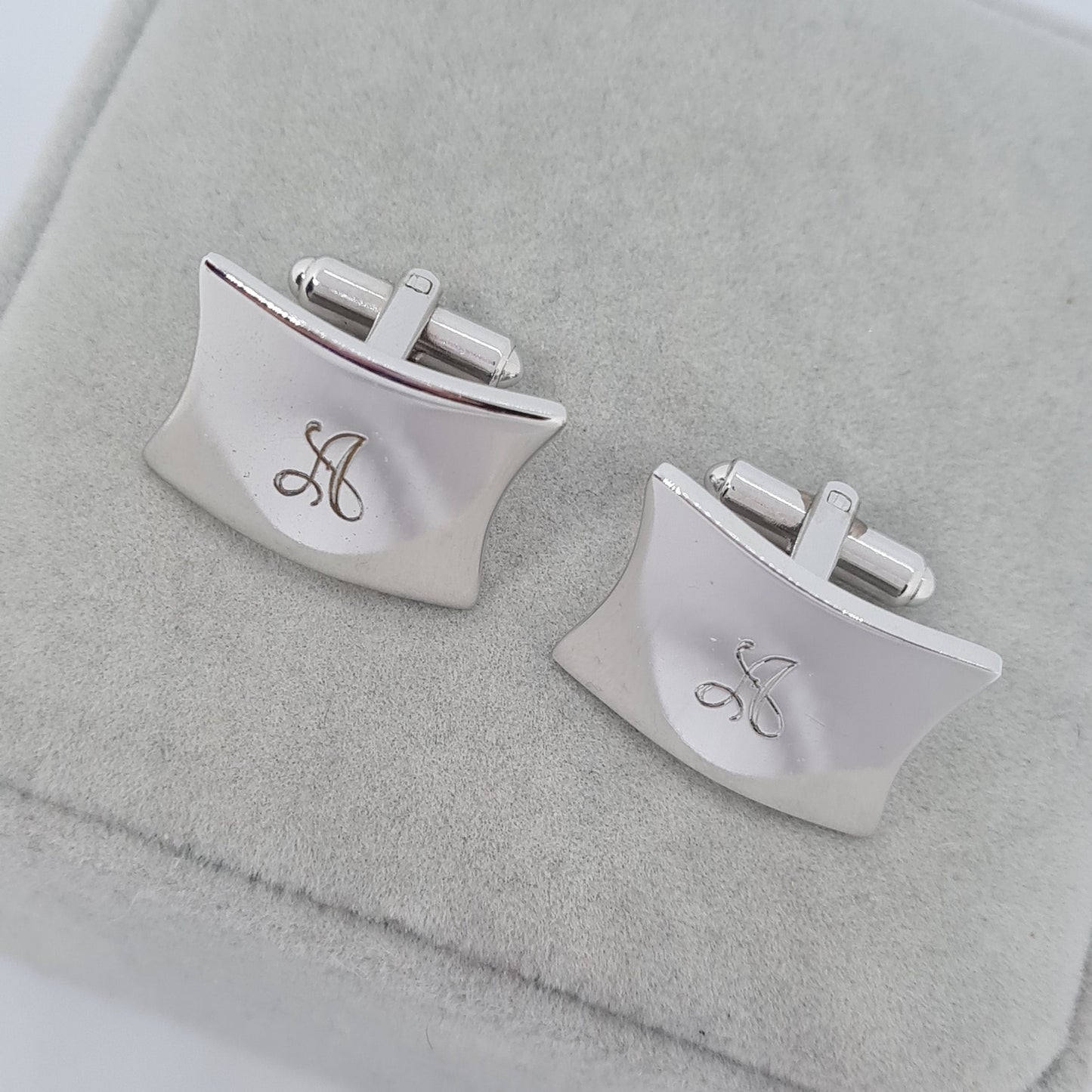 Vintage HICKOK cuff links. Silver-tone square A letter initial cufflinks.