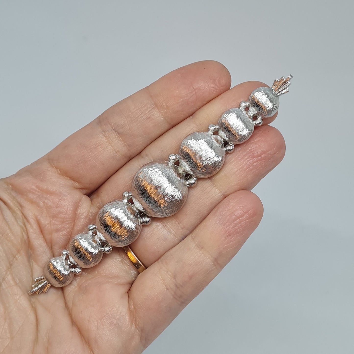 MONET long bubble brooch vintage Silver tone textured brooch pin