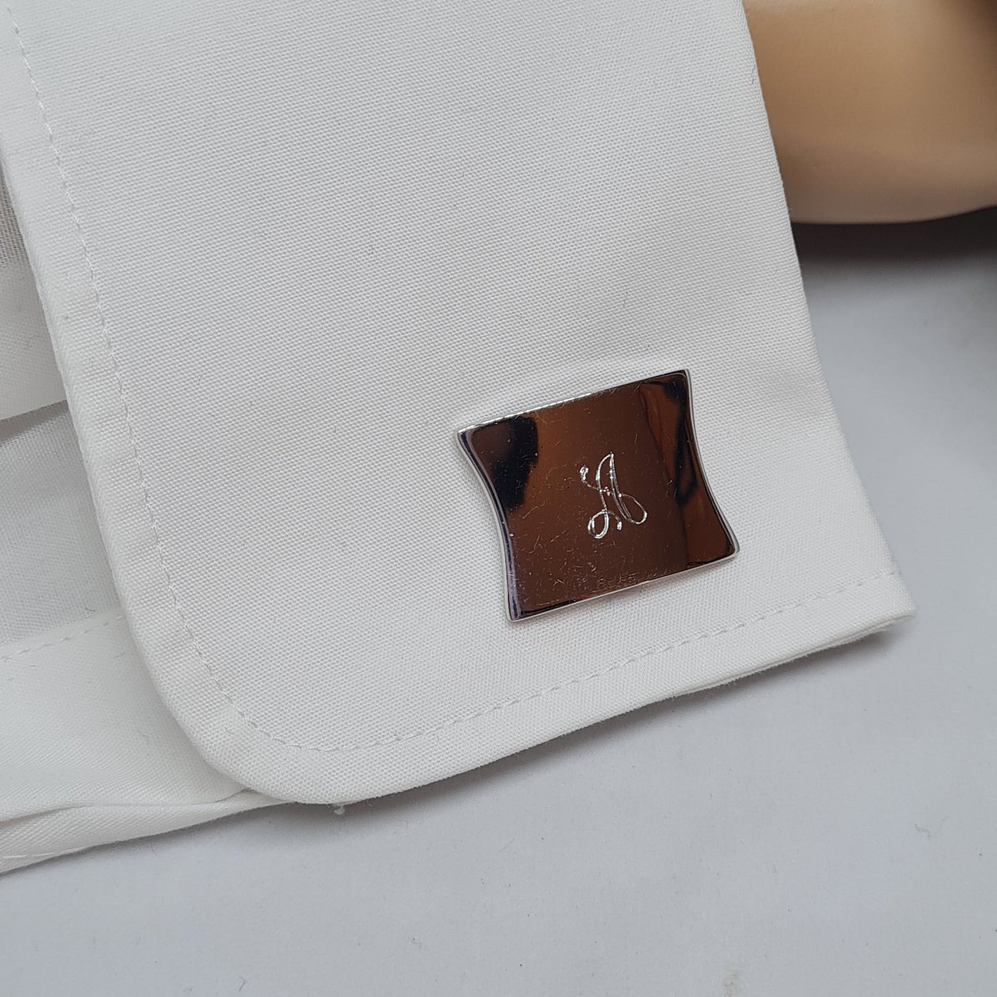 Vintage HICKOK cufflinks Silver tone square A letter initial cufflinks