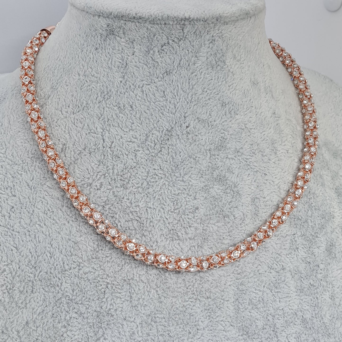 Vintage ANNE KLEIN rhinestone necklace Gold silver or rose gold tone choker necklace Designer rhinestone choker