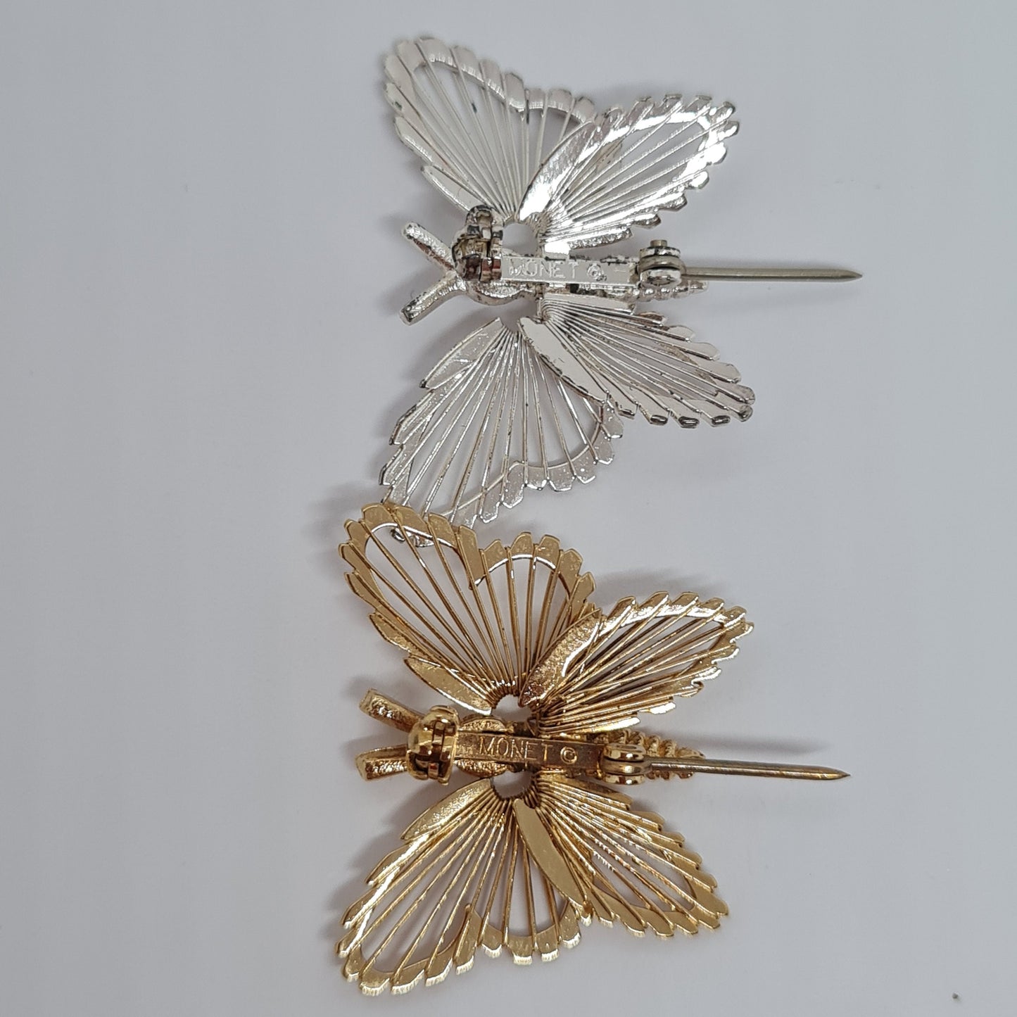 Vintage MONET butterfly brooch Gold tone metal large butterfly brooch pin