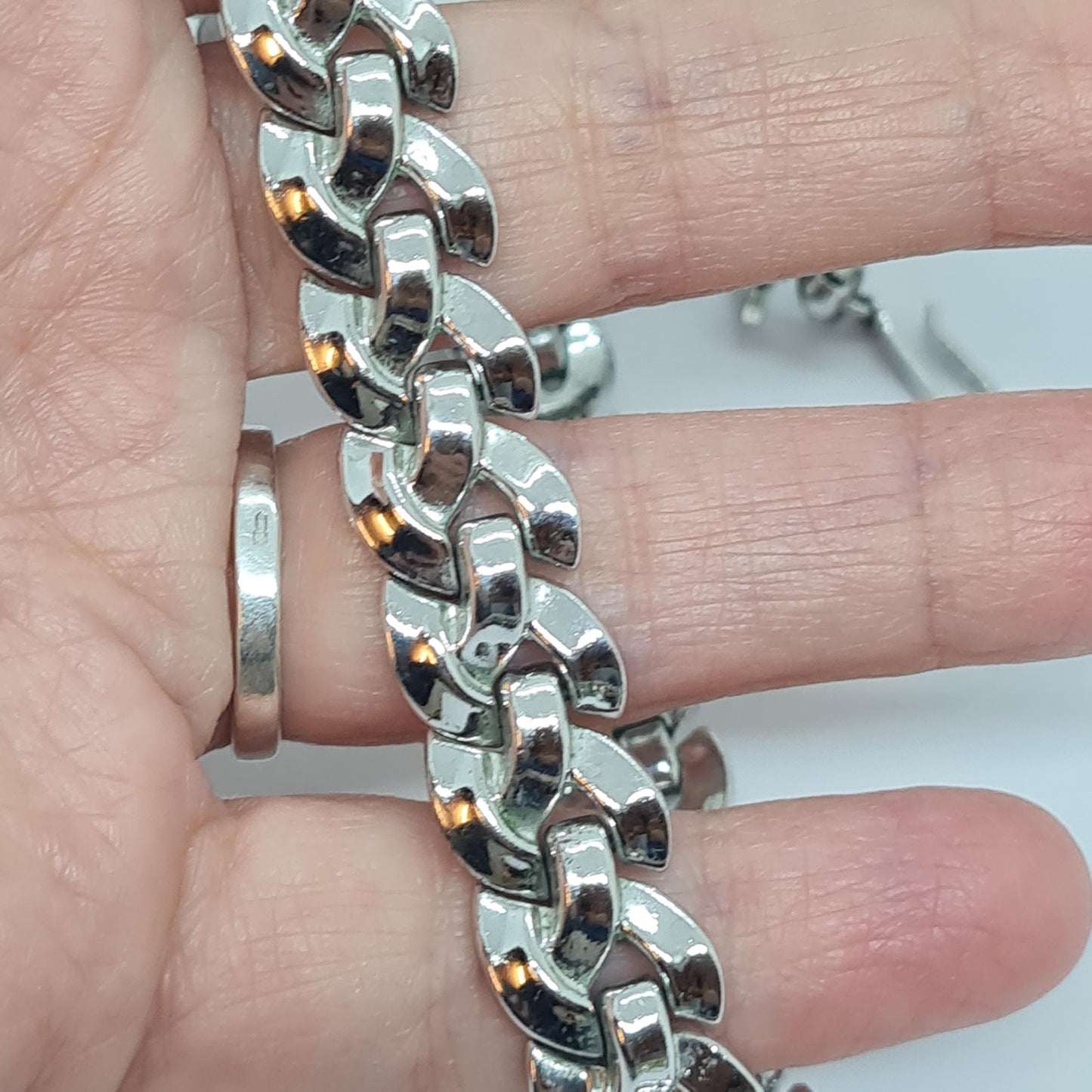 Vintage CROWN TRIFARI choker necklace, Silver-tone choker with weave link by designer