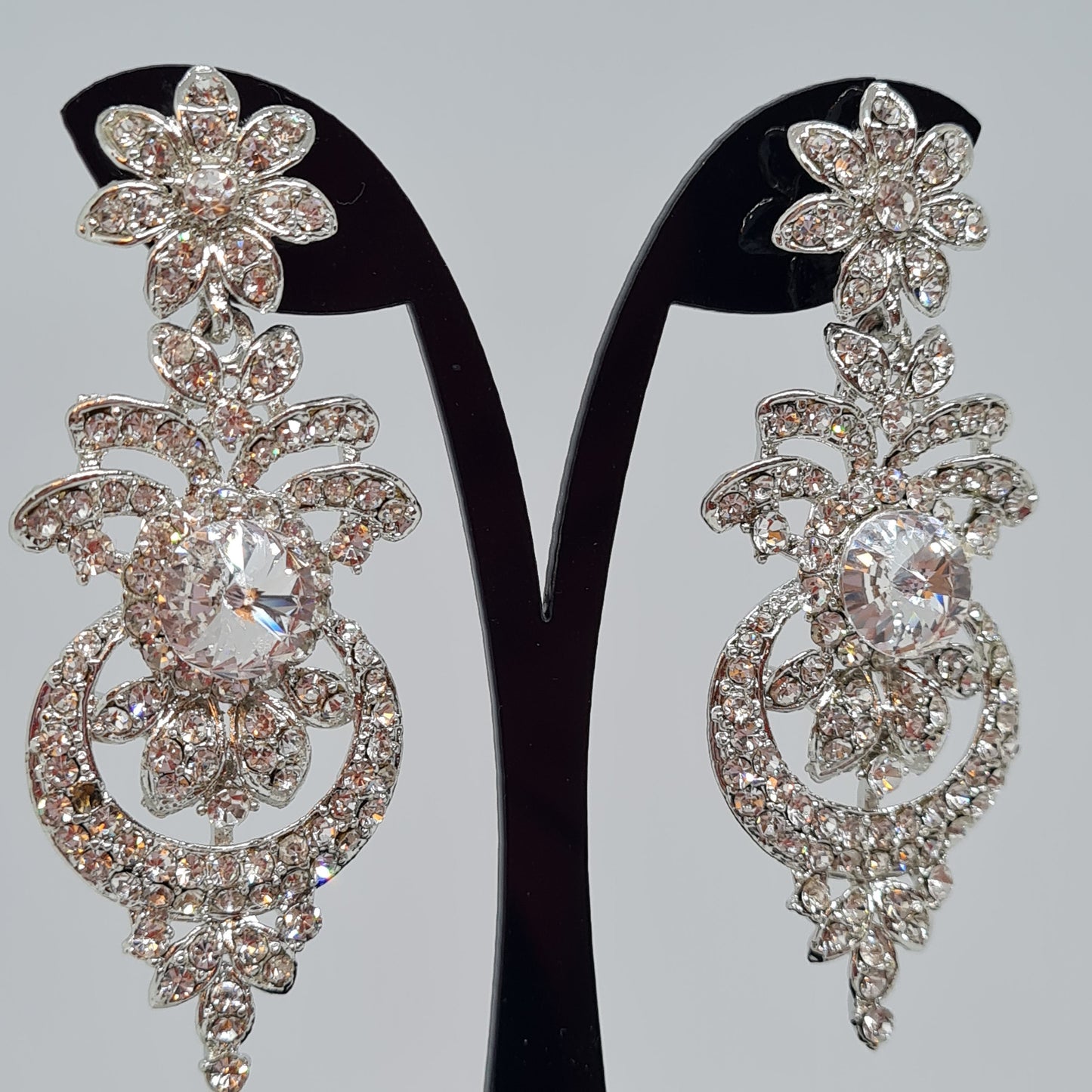 Vintage Rhinestone Dangle Earrings: Silver Tone Statement Jewelry