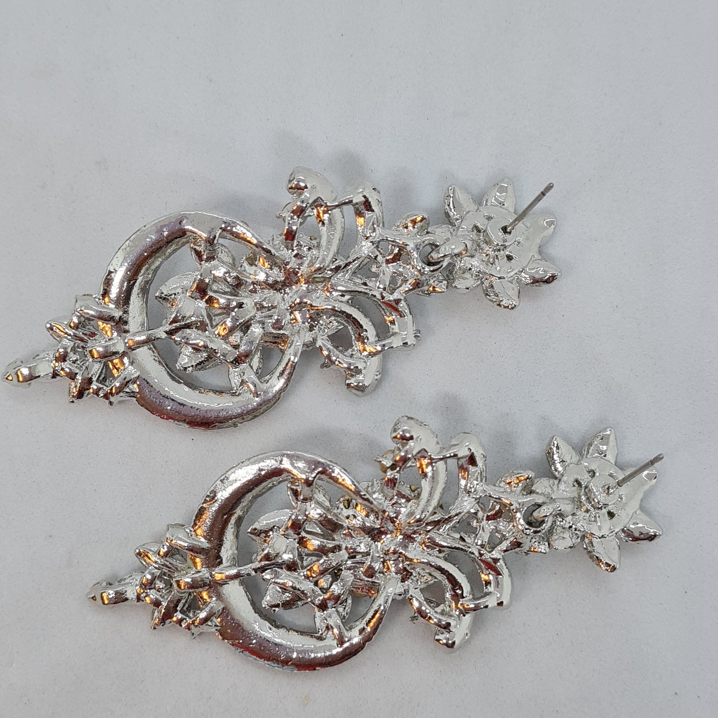 Vintage Rhinestone Dangle Earrings: Silver Tone Statement Jewelry