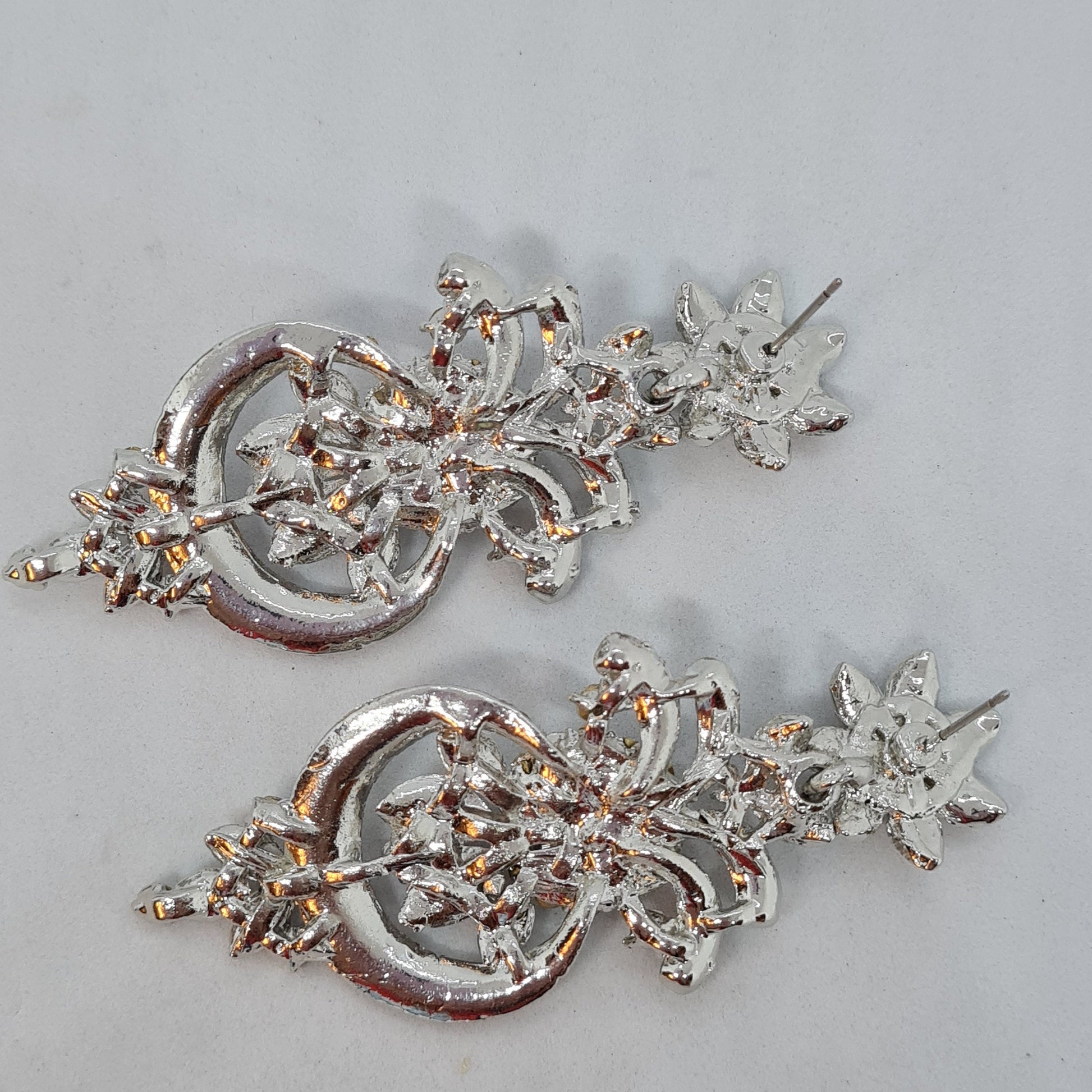 Vintage Rhinestone Dangle Earrings: Silver Tone Statement Jewelry