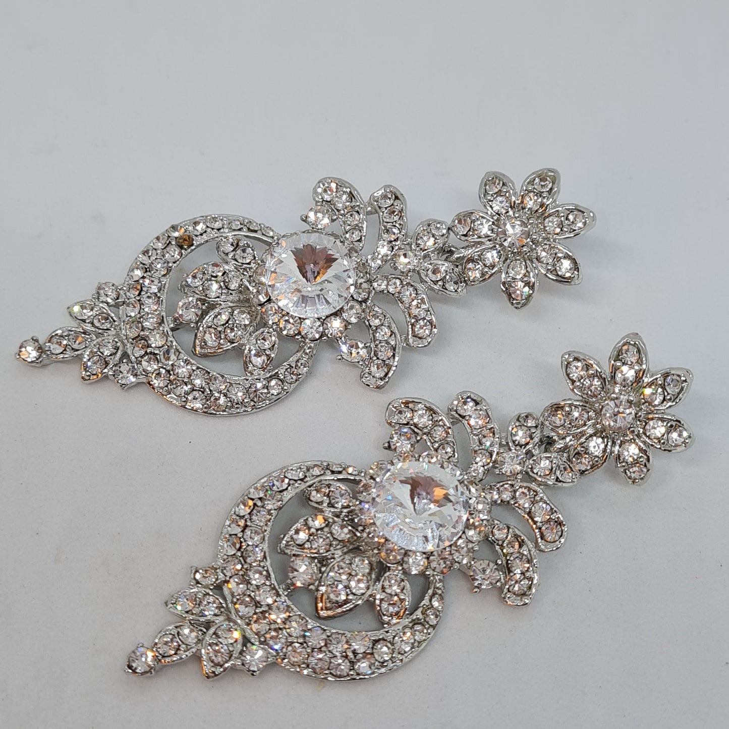 Vintage Rhinestone Dangle Earrings: Silver Tone Statement Jewelry