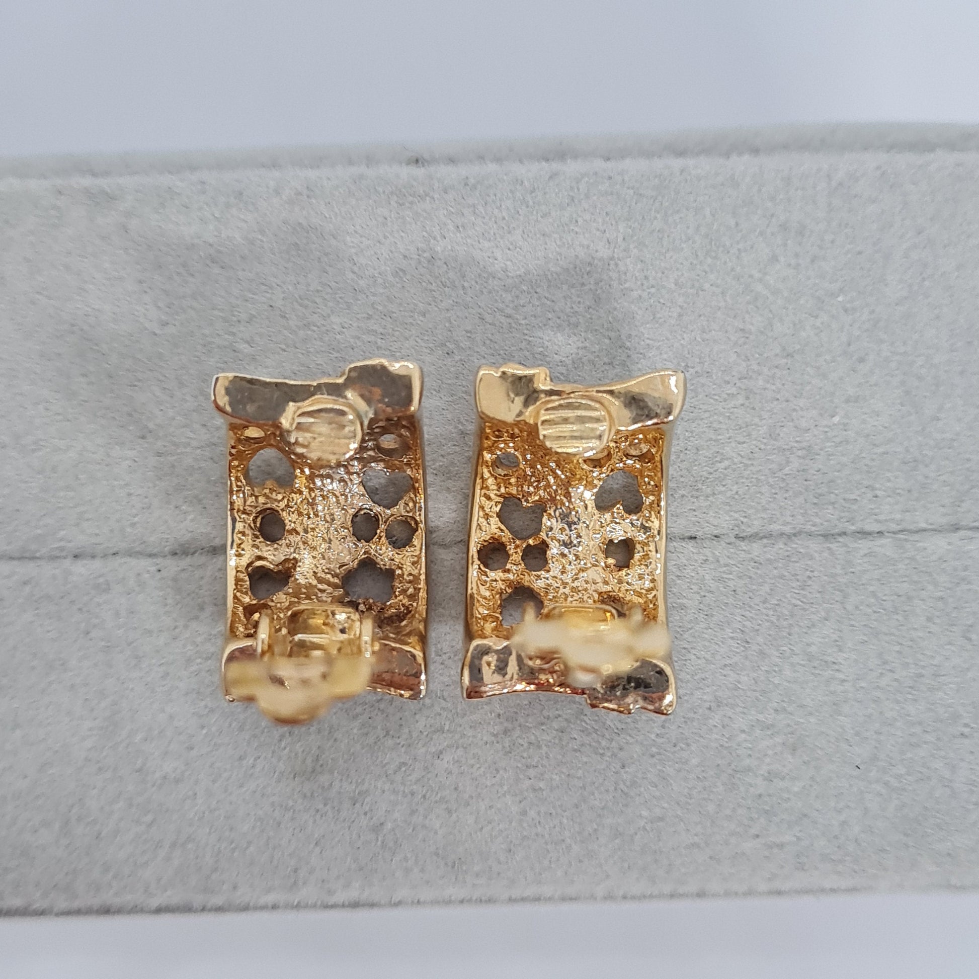 Heart-Shaped Hoop Earrings: Vintage Gold-tone & Sparkle Stones, Gift for Valentine's Day