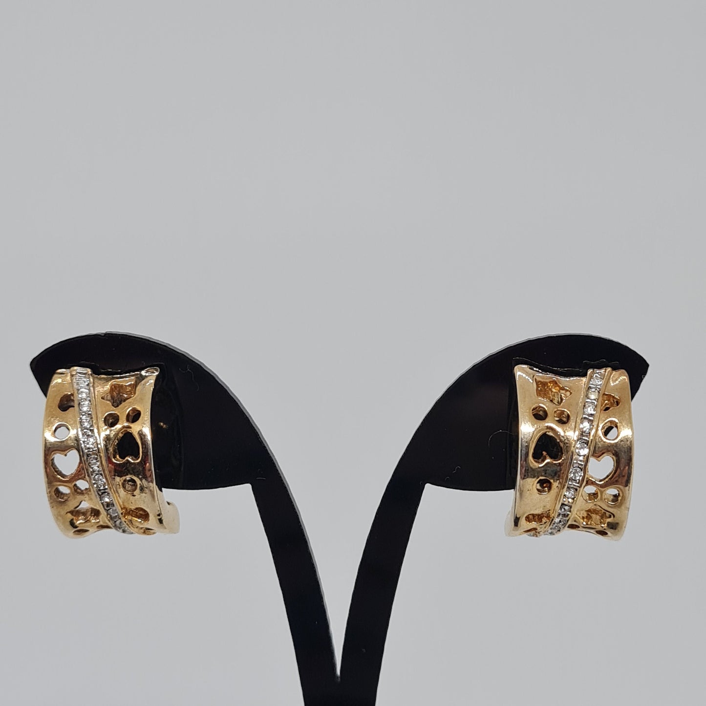Heart-Shaped Hoop Earrings: Vintage Gold-tone & Sparkle Stones, Gift for Valentine's Day