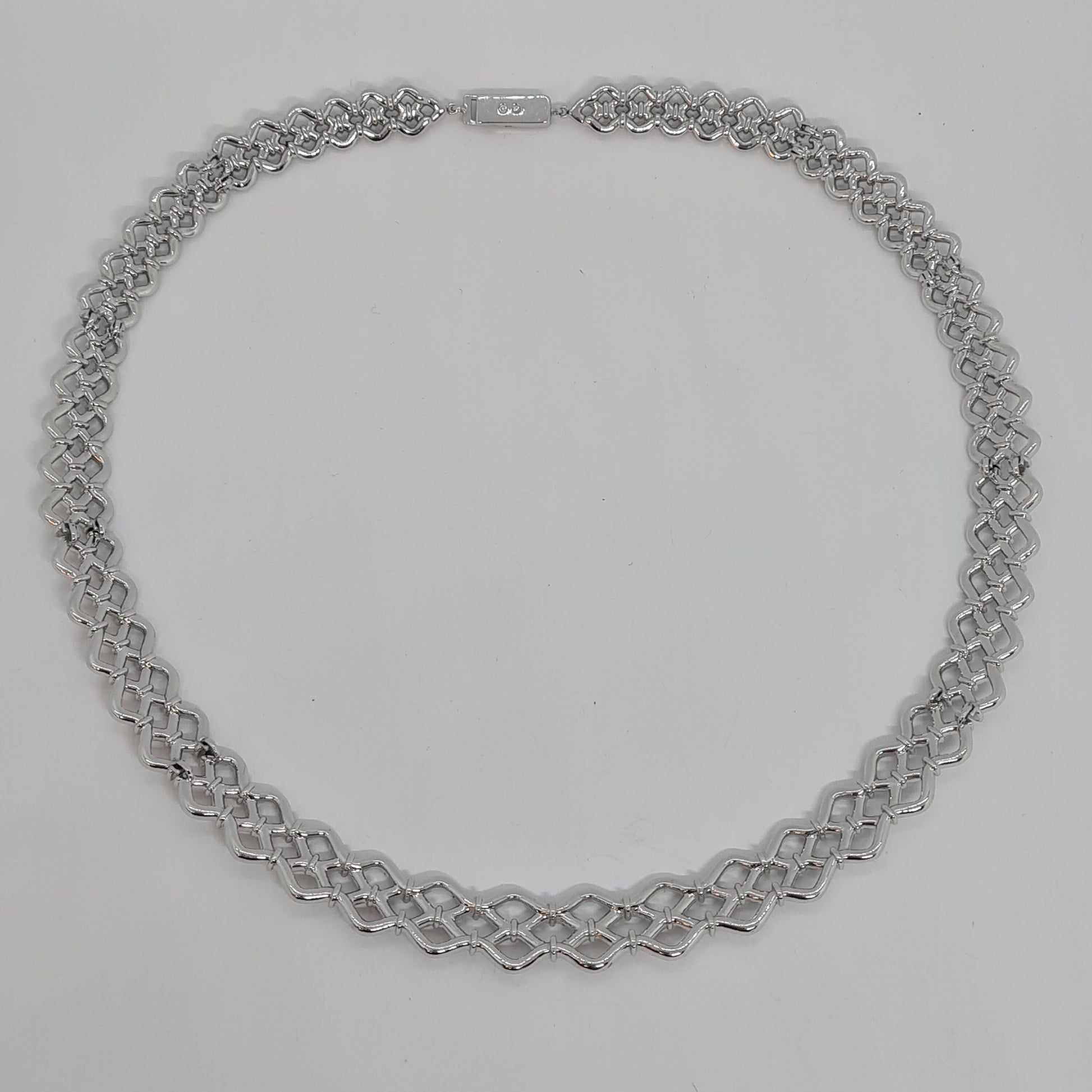 Vintage SWAROVSKI sparkly choker Silver tone metal rhodium plated with pave clear rhinestones Designer collar necklace