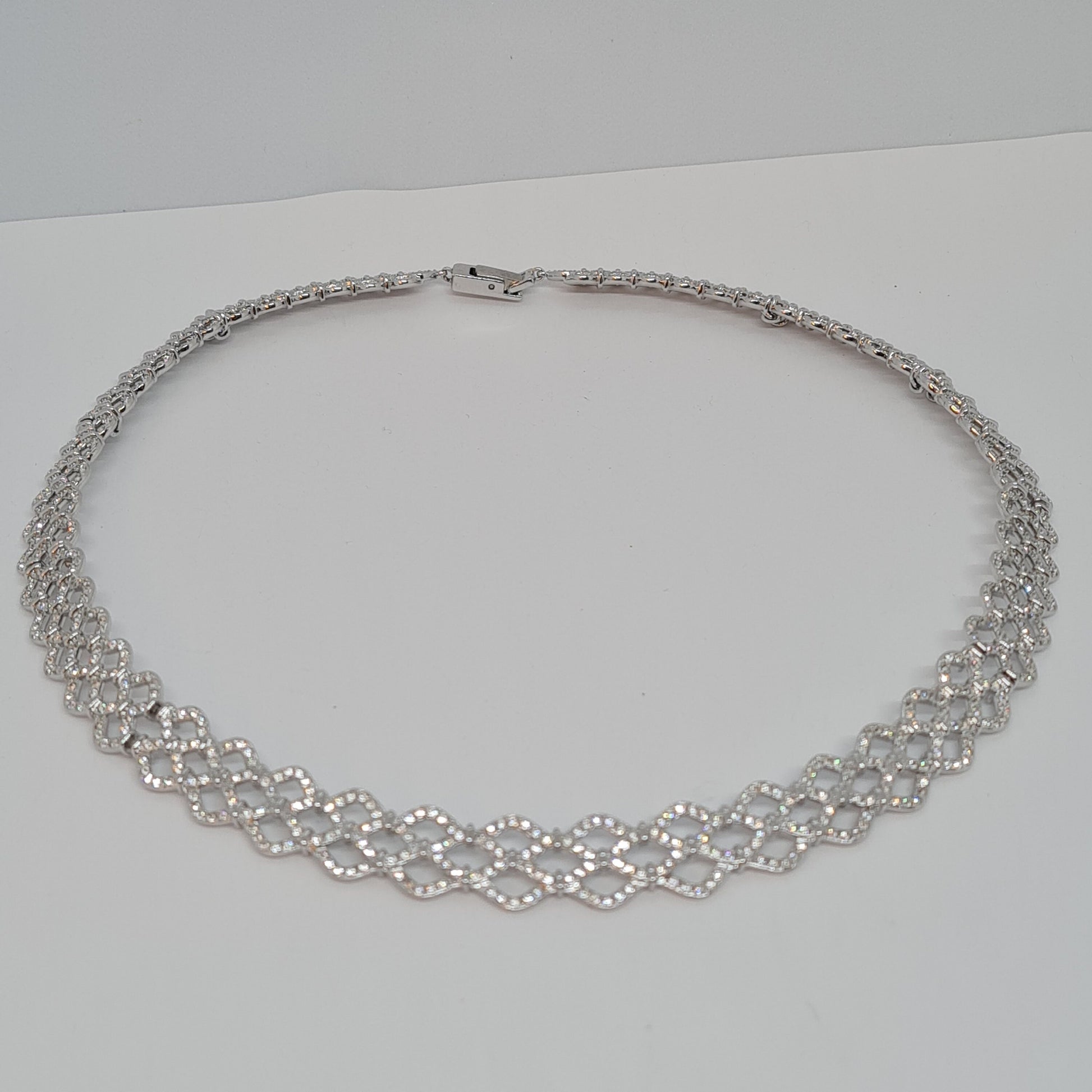 Vintage SWAROVSKI sparkly choker Silver tone metal rhodium plated with pave clear rhinestones Designer collar necklace