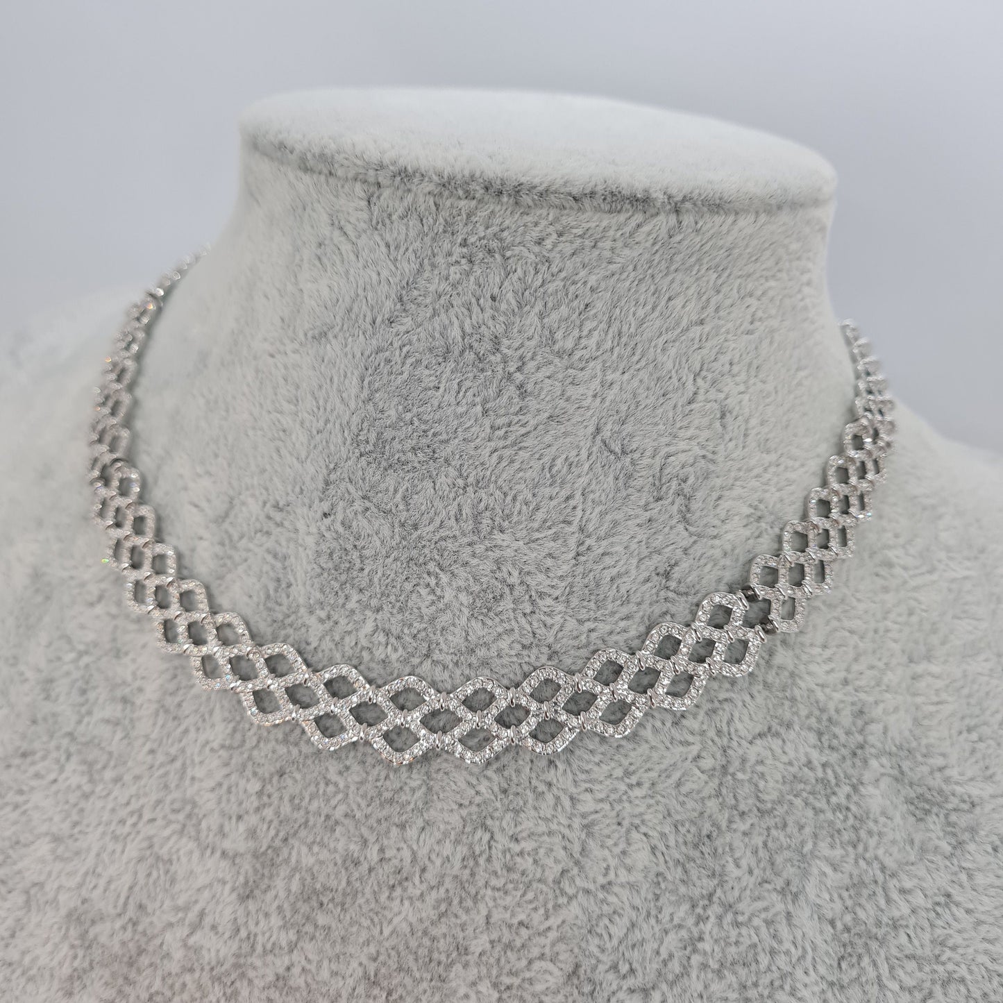 Vintage SWAROVSKI sparkly choker Silver tone metal rhodium plated with pave clear rhinestones Designer collar necklace