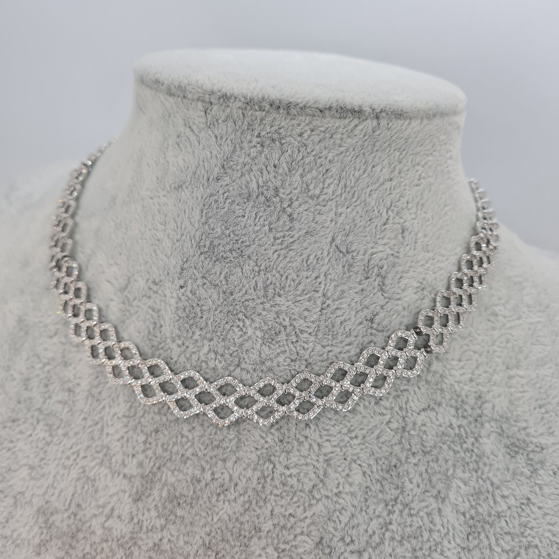 Vintage SWAROVSKI sparkly choker Silver tone metal rhodium plated with pave clear rhinestones Designer collar necklace