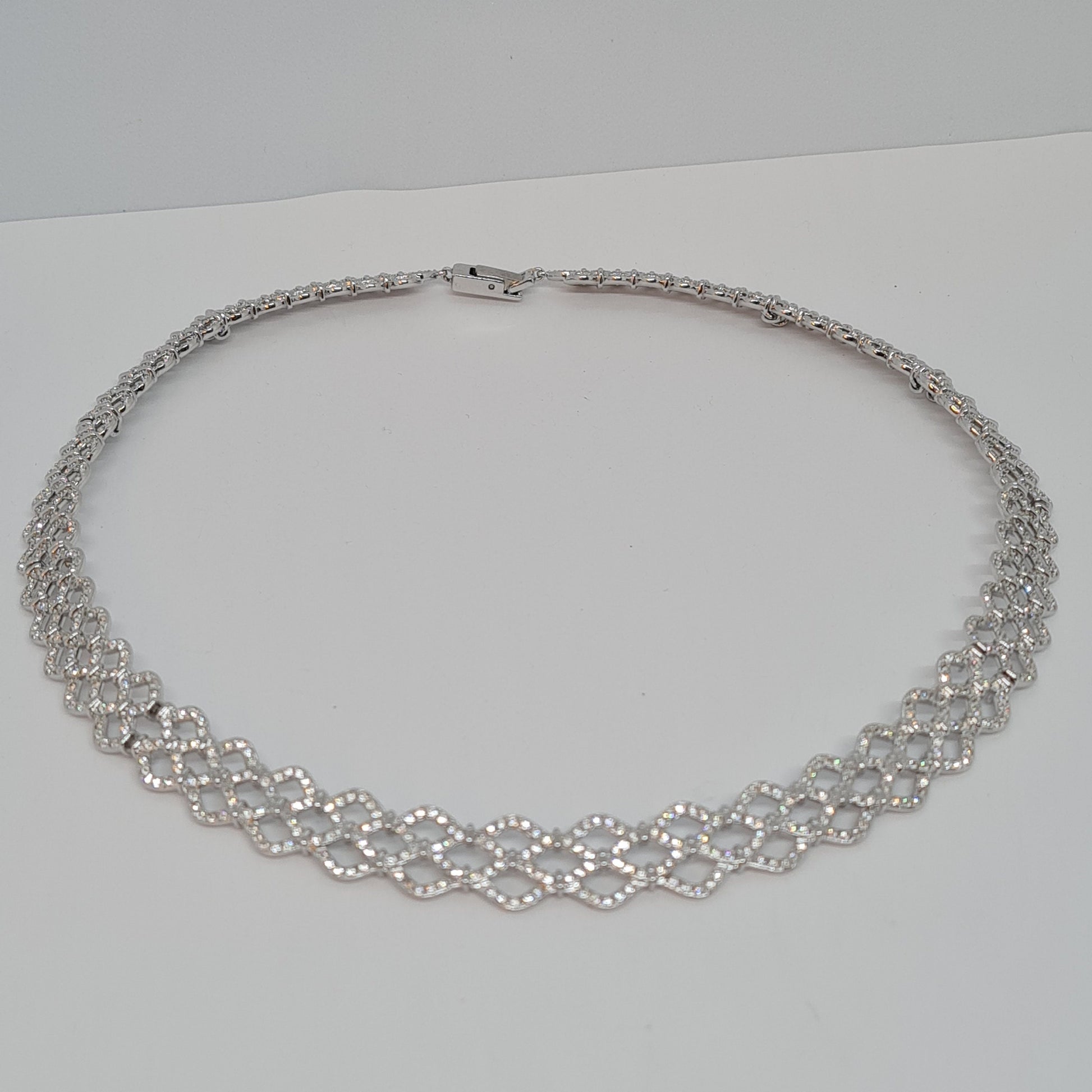 Vintage SWAROVSKI sparkly choker Silver tone metal rhodium plated with pave clear rhinestones Designer collar necklace