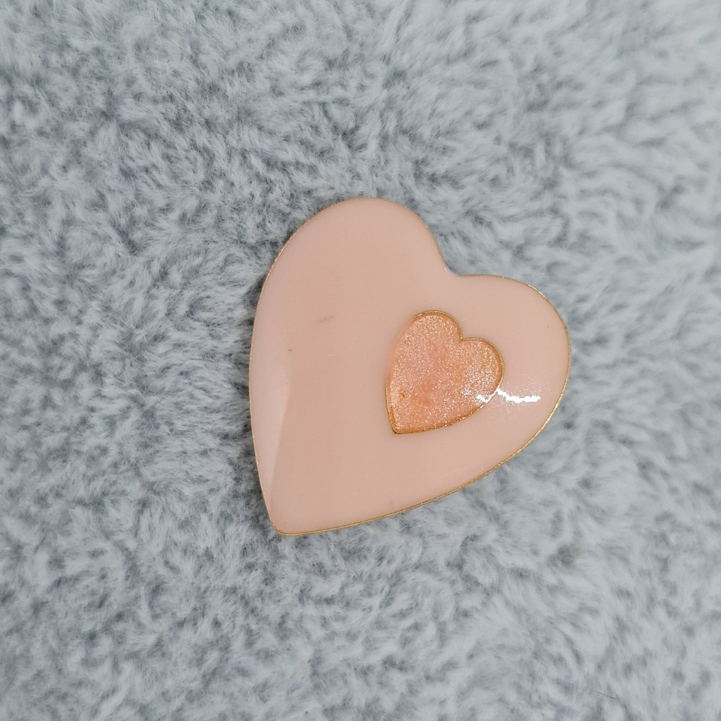 Vintage enamel heart stick pin Gold tone metal with pink enamel stick pin