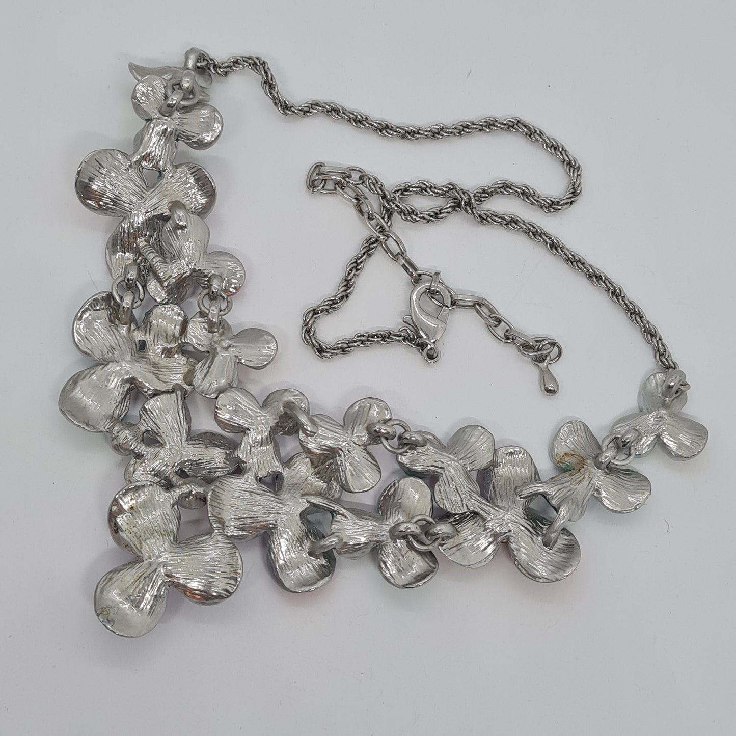 Vintage Floral Enamel Rhinestone Choker Necklace