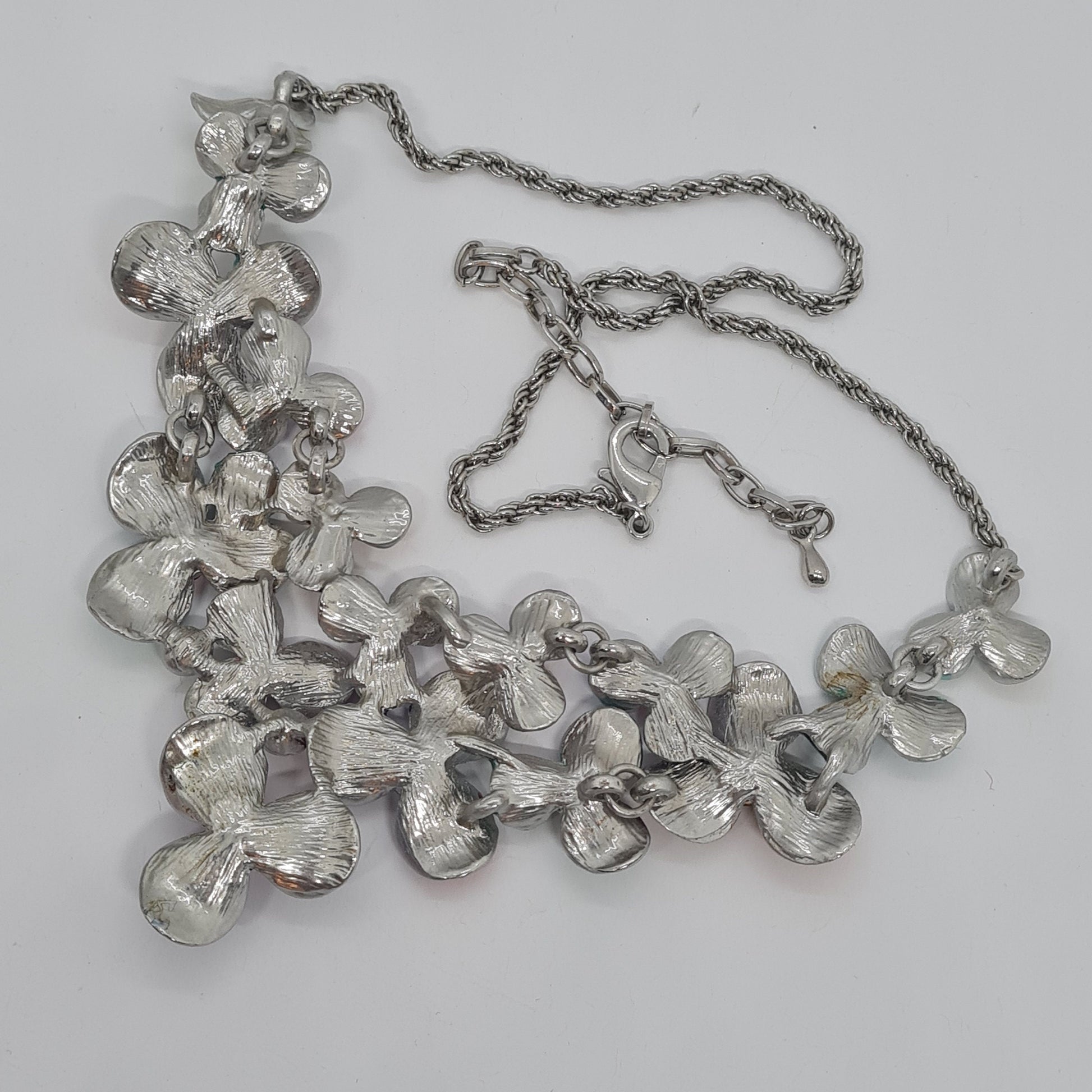 Vintage Floral Enamel Rhinestone Choker Necklace