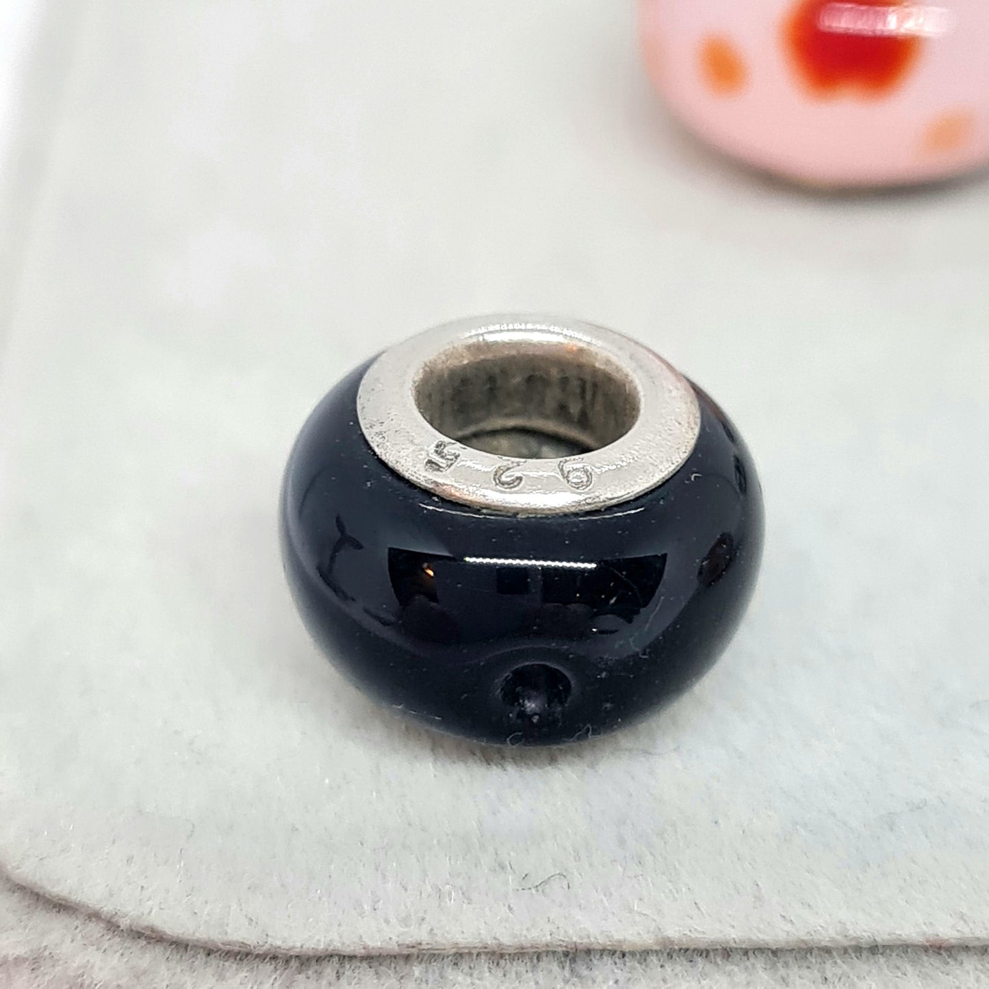 Vintage Pandora style charm for bracelet 925 sterling silver with Murano glass charm