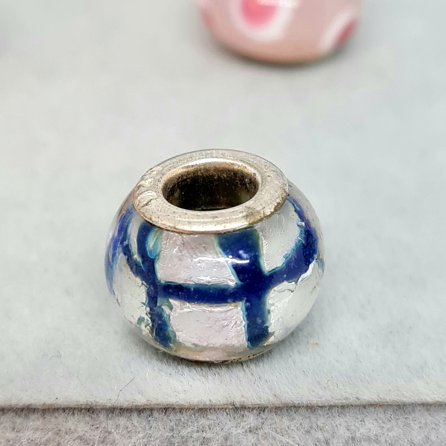 Vintage Pandora style charm for bracelet 925 sterling silver with Murano glass charm