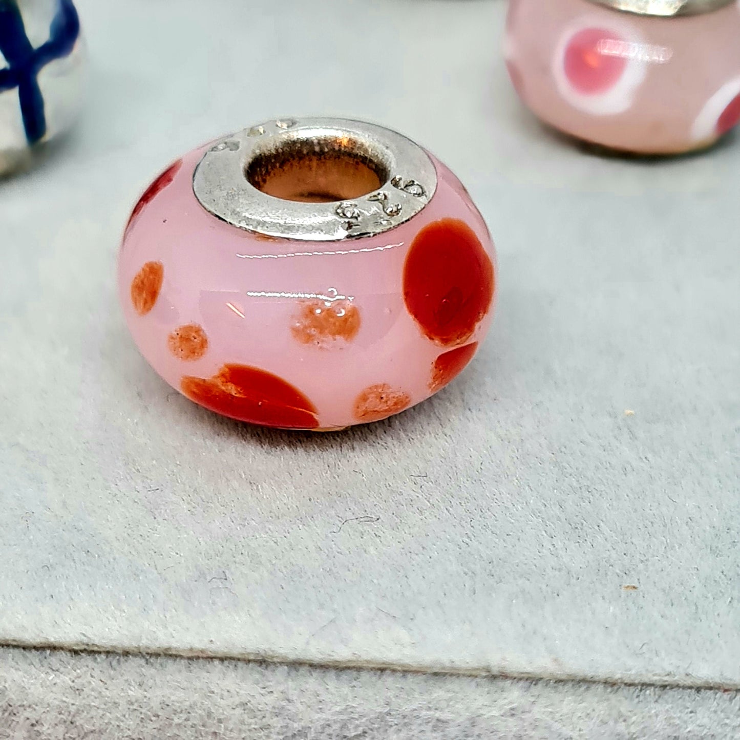 Vintage Pandora style charm for bracelet 925 sterling silver with Murano glass charm