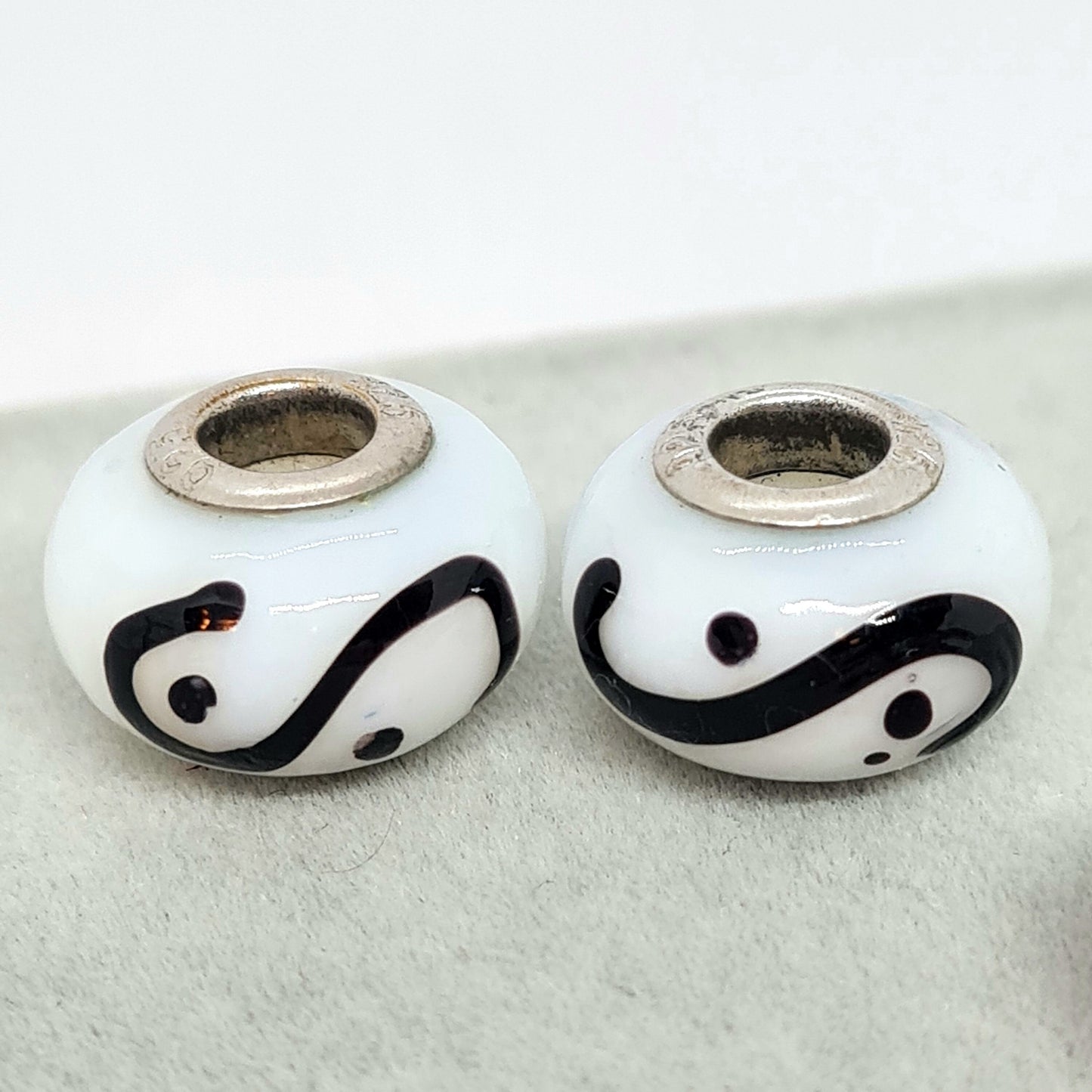 Vintage Pandora style charm for bracelet 925 sterling silver with Murano glass charm