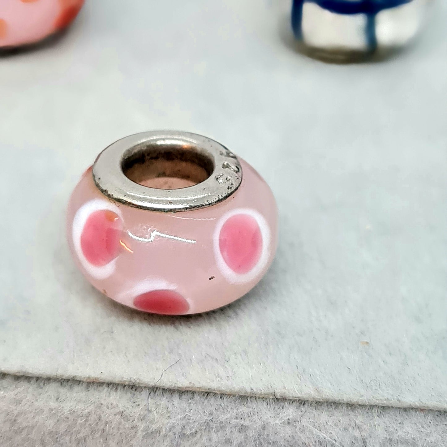 Vintage Pandora style charm for bracelet 925 sterling silver with Murano glass charm