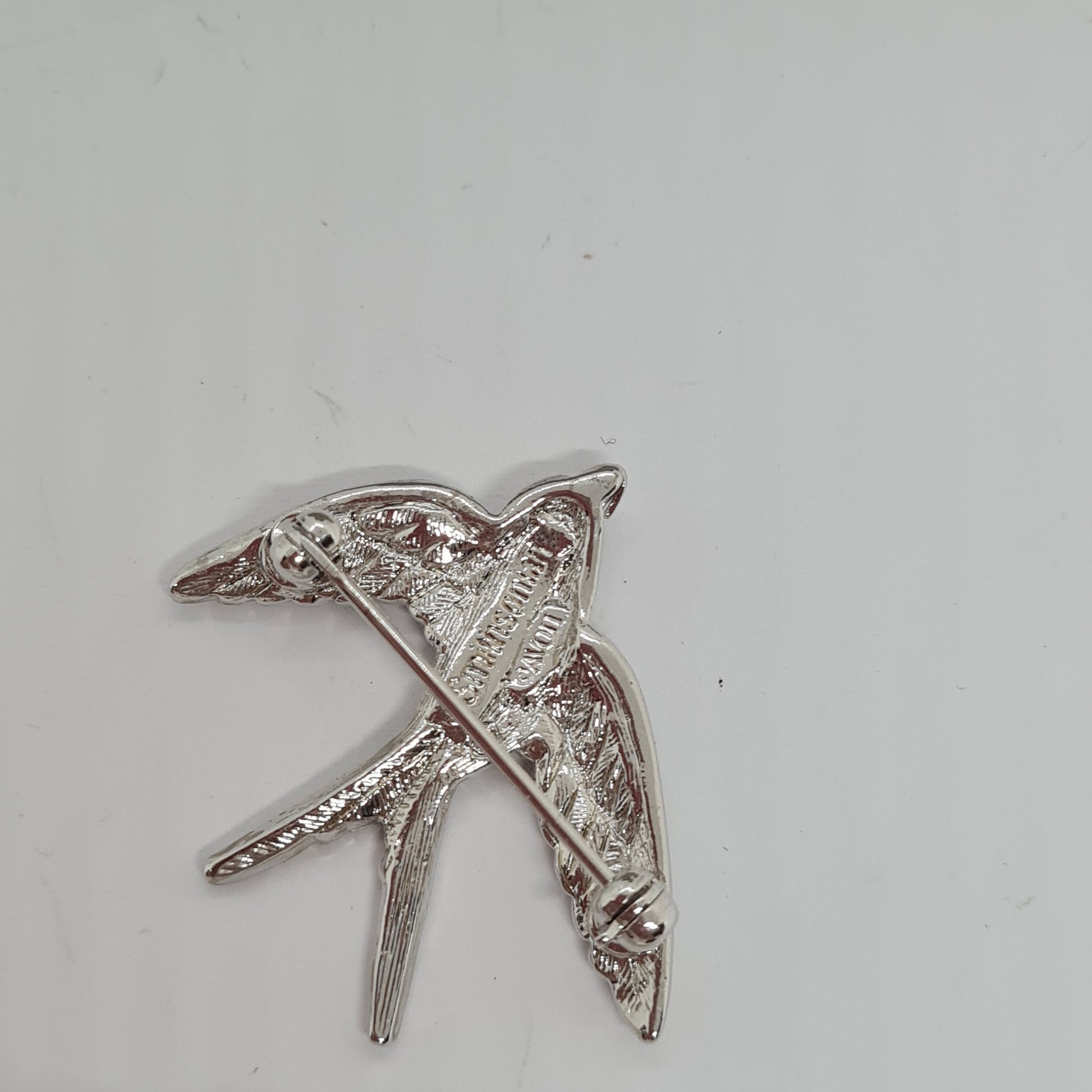 Vintage Smithsonian Avon Bird Brooch: Silver Tone Rhinestone Pin