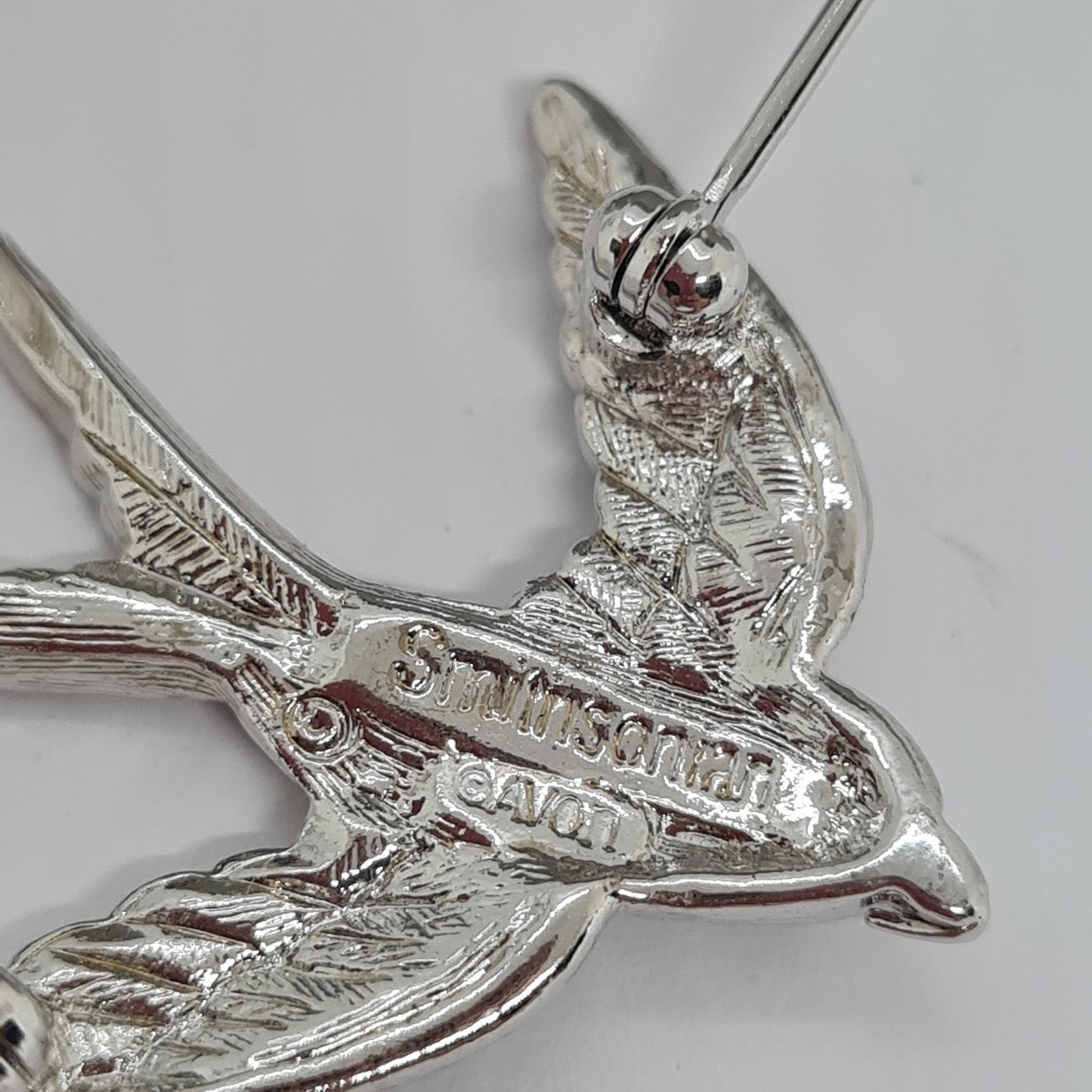 Vintage Smithsonian Avon Bird Brooch: Silver Tone Rhinestone Pin
