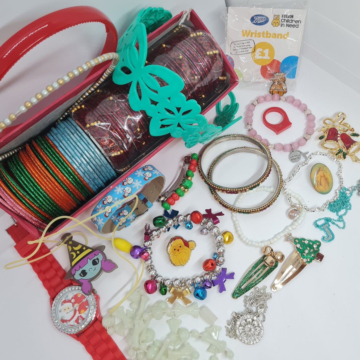Vintage kid's jewelry lot Christmas-themed All wearable 50 and more items