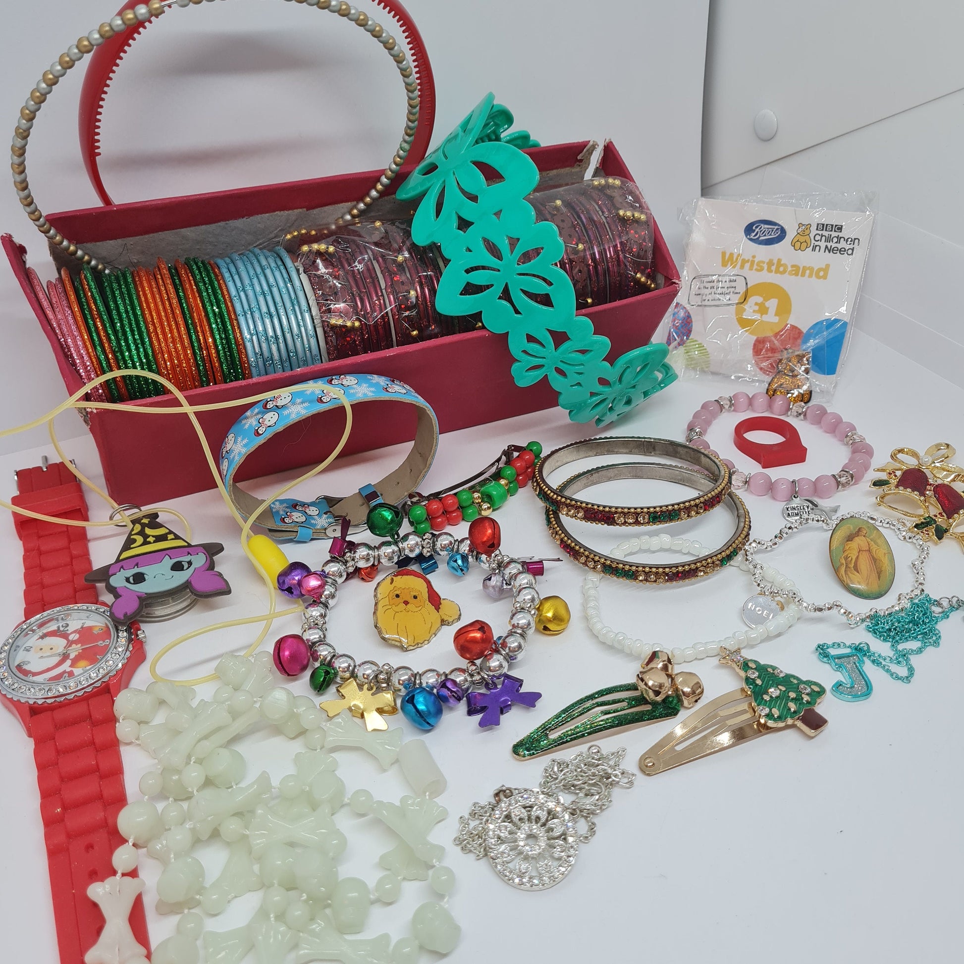 Vintage kid's jewelry lot Christmas-themed All wearable 50 and more items