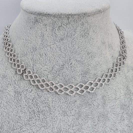 Vintage SWAROVSKI sparkly choker Silver tone metal rhodium plated with pave clear rhinestones Designer collar necklace