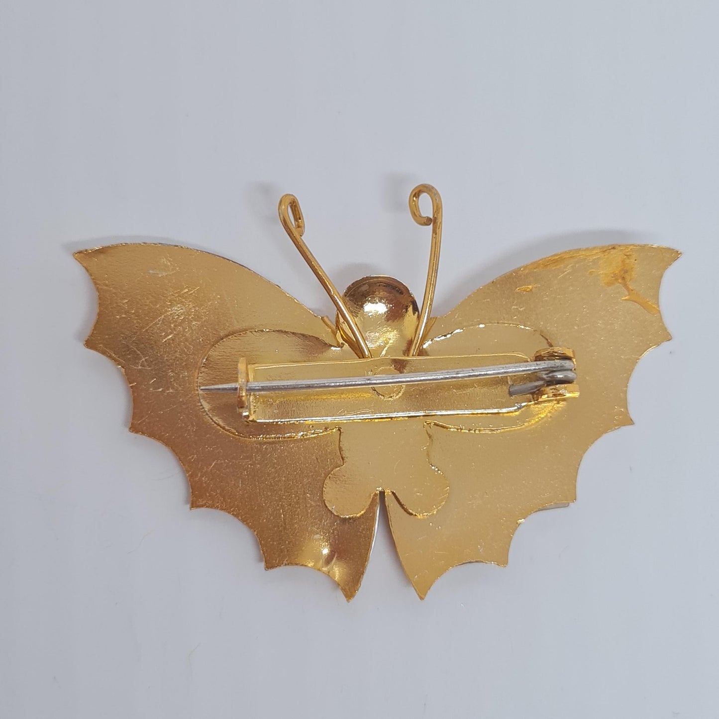 Vintage Gold Tone Butterfly Brooch with Mother of Pearl