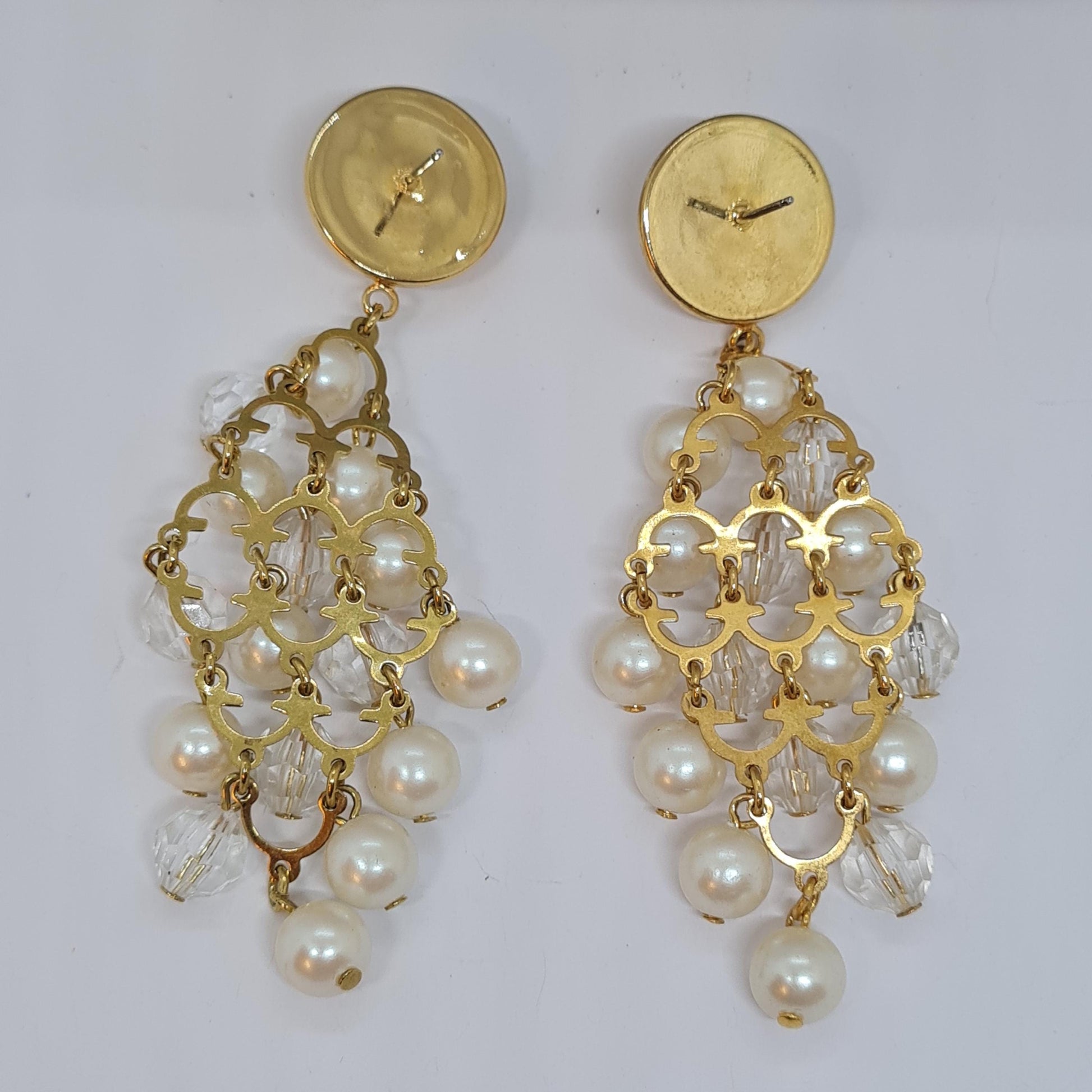 Vintage AVON Pearl Waterfall Earrings: Gold-Tone Dangle Earrings