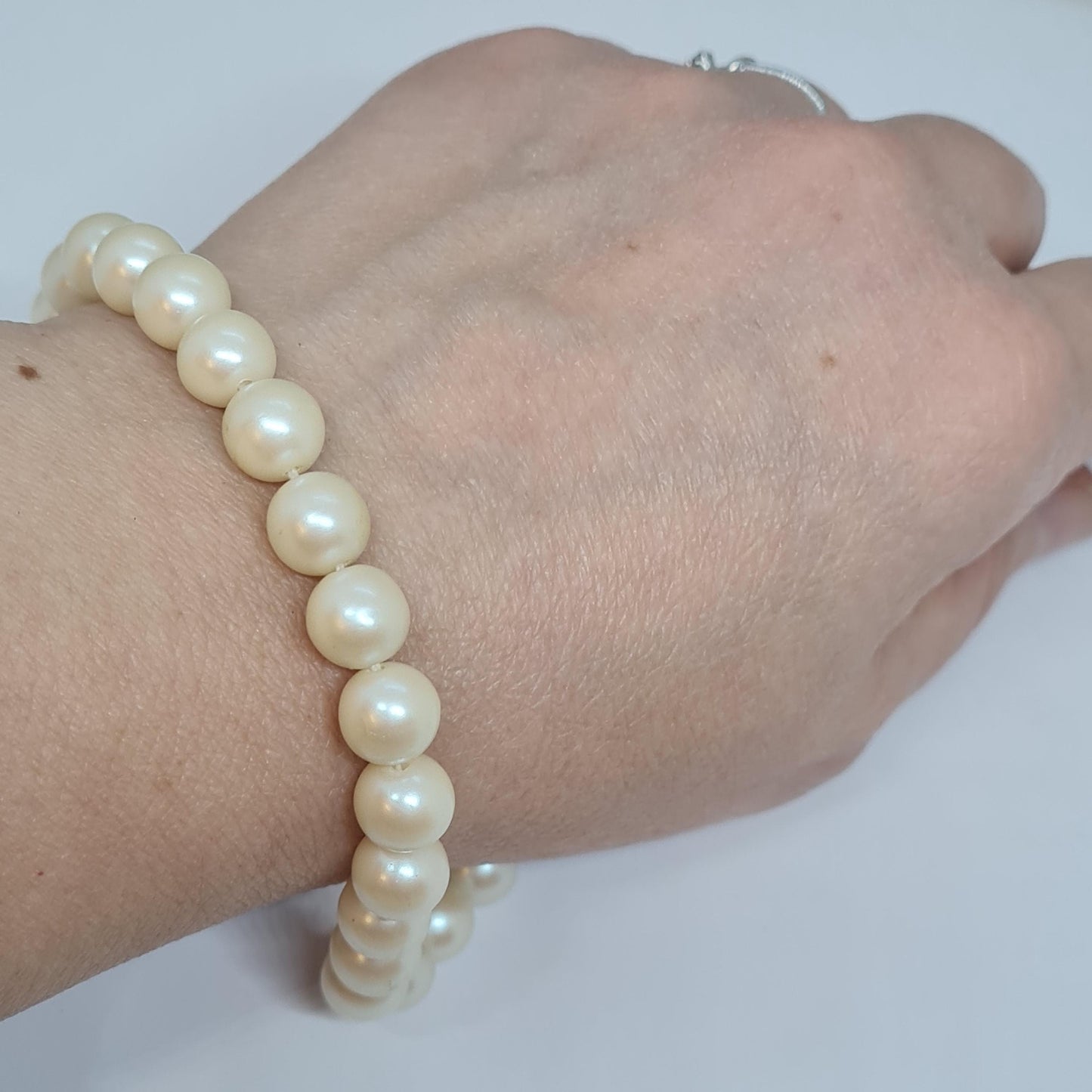 Vintage Japan Faux Pearl Bracelet: Gold Tone Wedding Jewelry