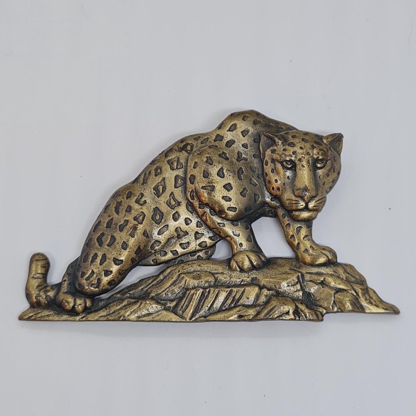 Vintage JJ Leopard brooch, Brass metal brooch pin by a designer