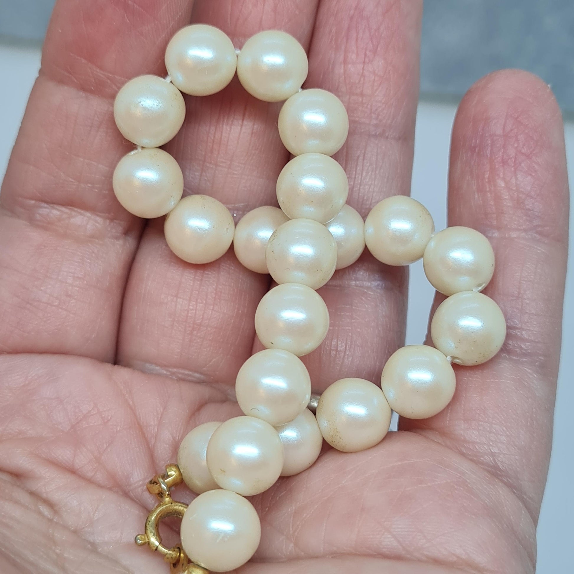 Vintage Japan Faux Pearl Bracelet: Gold Tone Wedding Jewelry