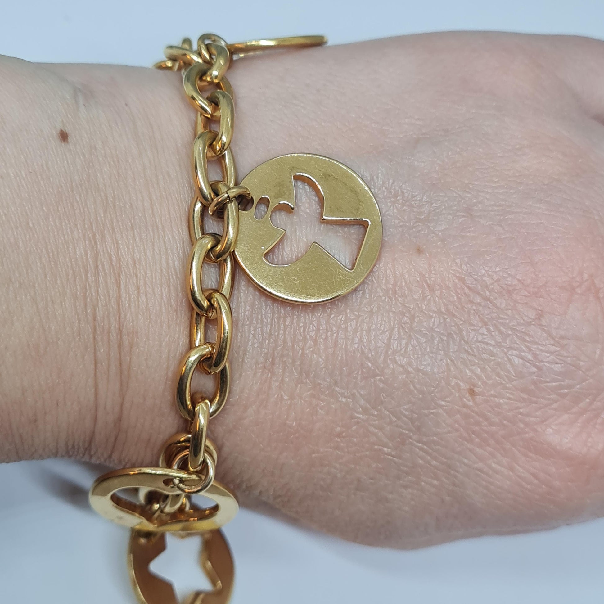 Vintage AVON Gold-Tone Charm Bracelet: Heart, Angel, Star Charms